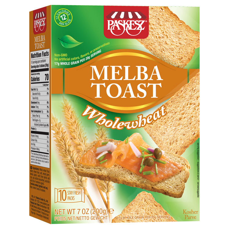 Paskesz Melba Toast Wholewheat 7 Oz