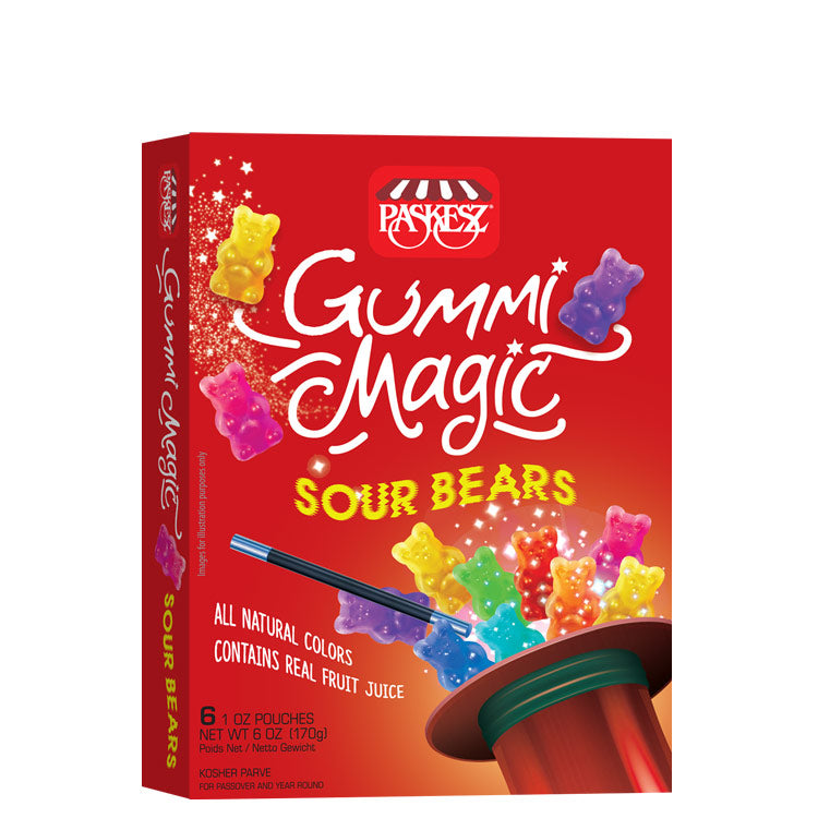 Paskesz, Gummi Magic Sour Bears Box 6 Oz