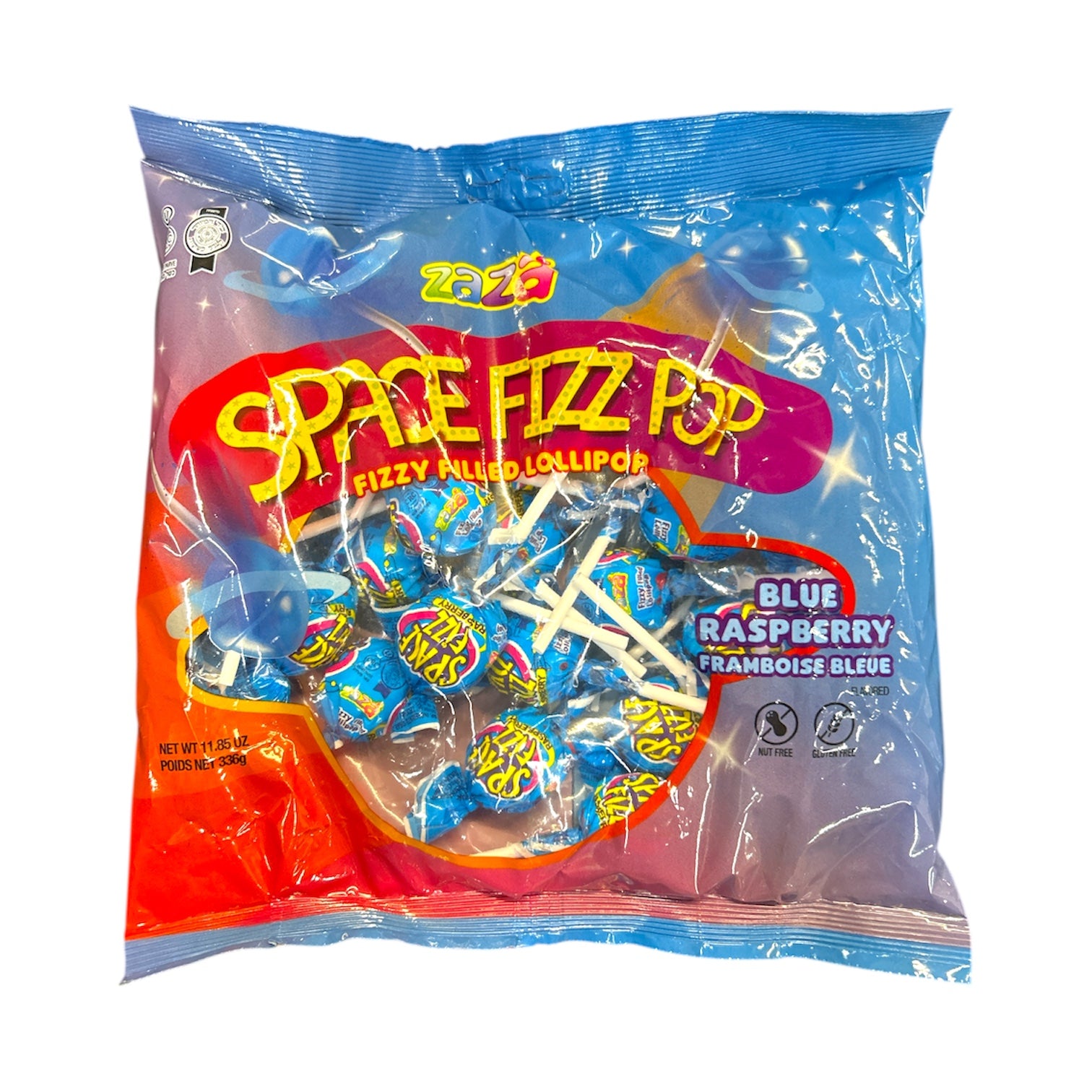 Zaza, Space Fizz Lollipops Blue 336g – Vendors