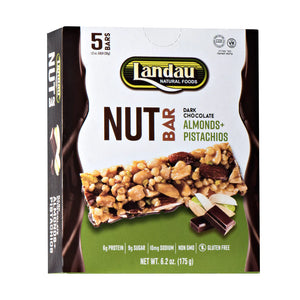 Landau, Nut Bar Dark Chocolate Almonds+Pistachios 5 Bars