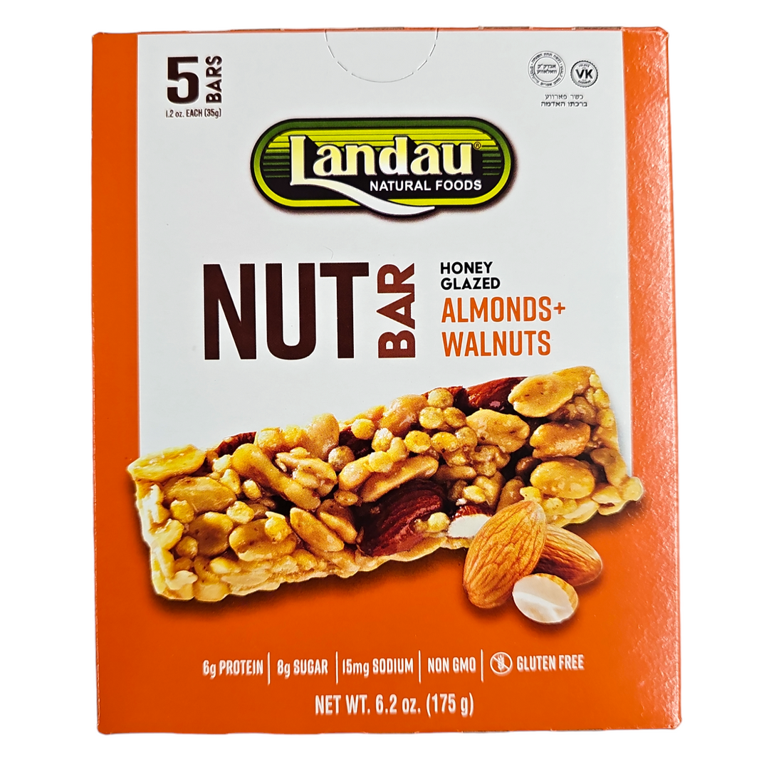Landau, Nut Bar Honey Glazed Almonds+Walnuts 5 Bars