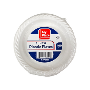 6'' White Plastic Plates 100 Pack