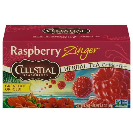 Celestial Seasonings, Herbal Tea Raspberry Zinger 20 Tea Bags