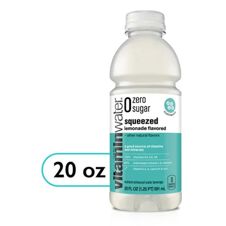 Glacau, Vitamin Water Zero Sugar Squeezed Lemonade Flavored 20 Oz