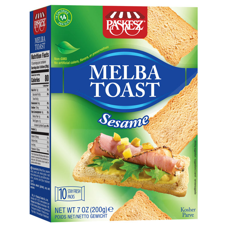 Paskesz Melba Toast Sesame 7 Oz