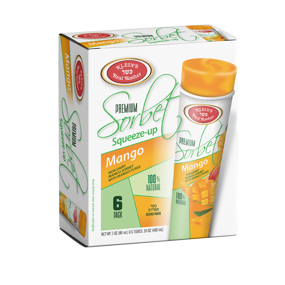Klein's Ice Cream, Premium Sorbet Squeeze-up Mango 6 x 3 Oz