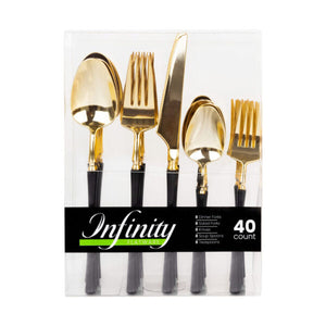 Infinity Flatware Black/Gold Combo (40 Count)