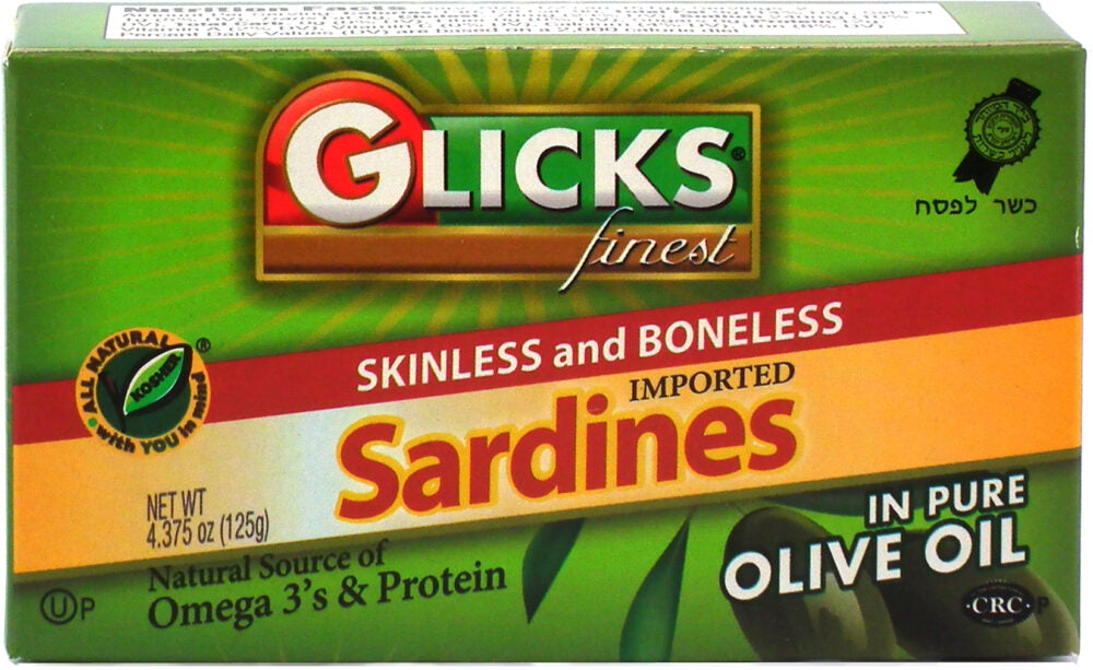 Glicks, Skinless And Boneless Imported Sardines In Pure Olive Oil 4.375 Oz