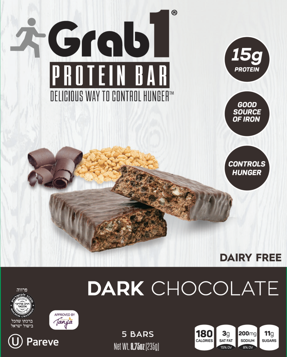 Grab1 Protein Bar Dark Chocolate 8.75oz