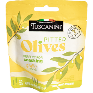 Tuscanini, Pouch Olives Pitted Garlic (1.06 oz)