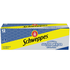 CASE Can, Schweppes Sparkling Seltzer Water Original 12 Oz 12pk