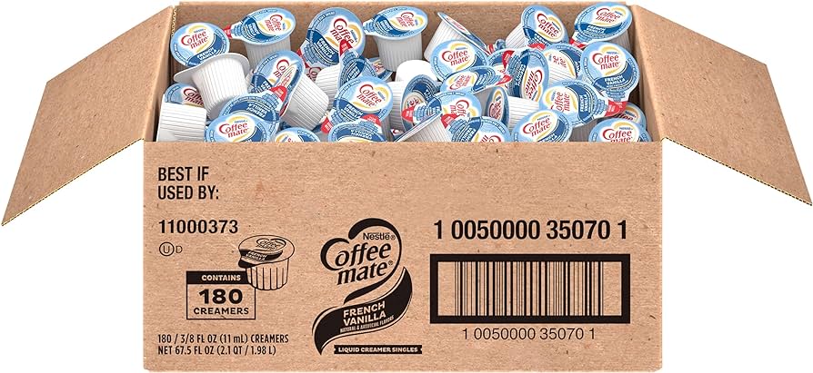 Nestle Coffee Mate, French Vanilla Liquid Creamer Singles, 180 Creamers