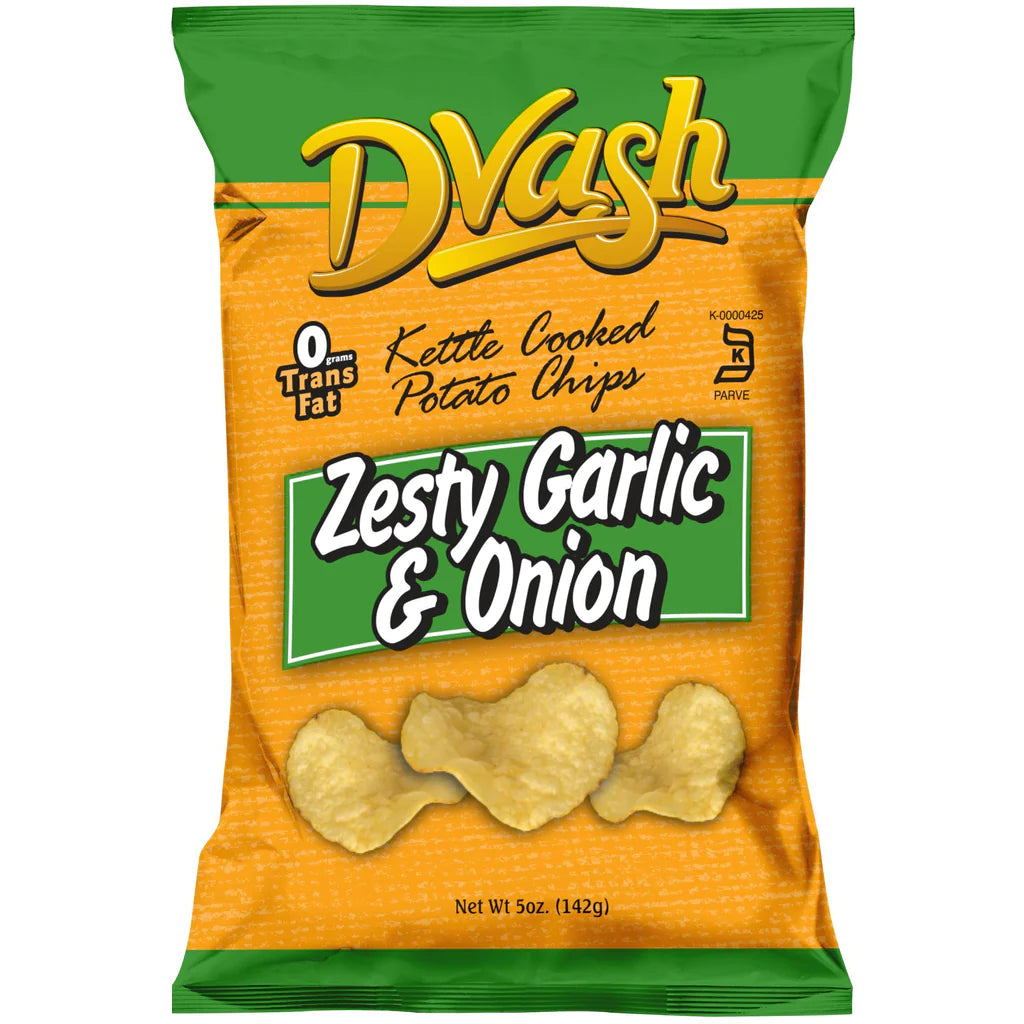 Dvash, Kettle Cooked Potato Chips Zesty Garlic & Onion 1 Oz