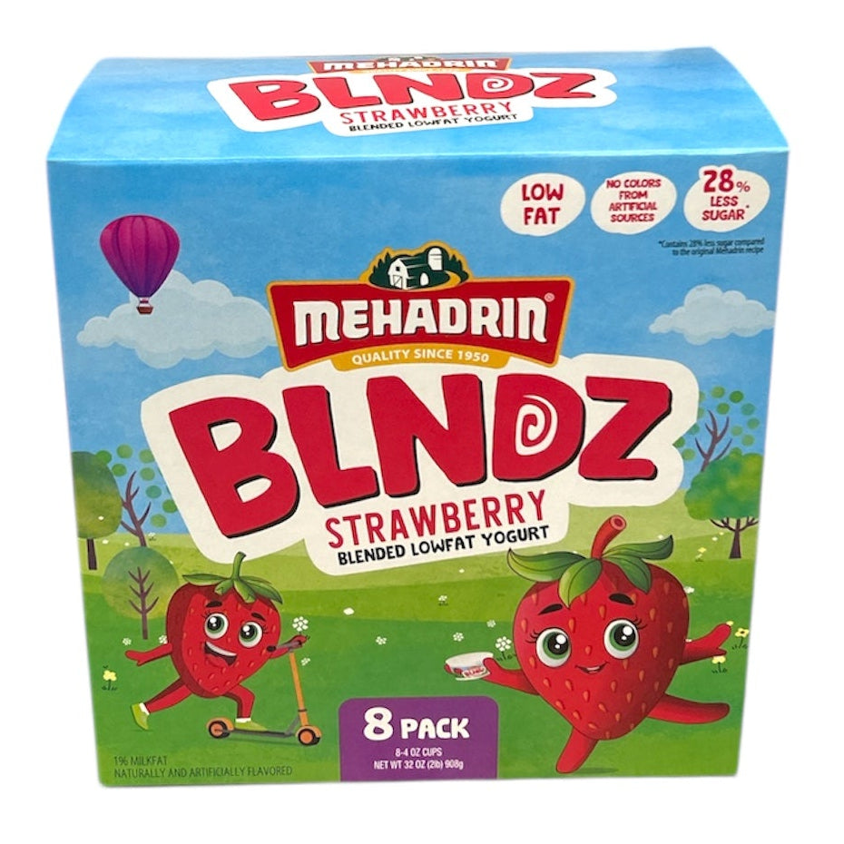 Mehadrin, BLNDZ Strawberry Blended Lowfat Yogurt 8 Pack