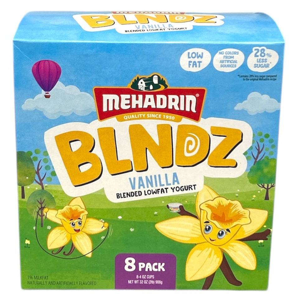 Mehadrin, BLNDZ Vanilla Blended Lowfat Yogurt 8 Pack