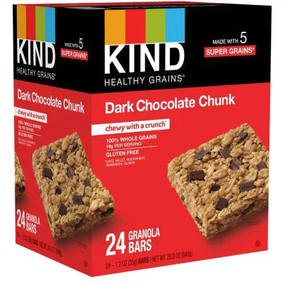 Kind Nut Bar, Healthy Grains Dark Chocolate Chunk 24 Bars