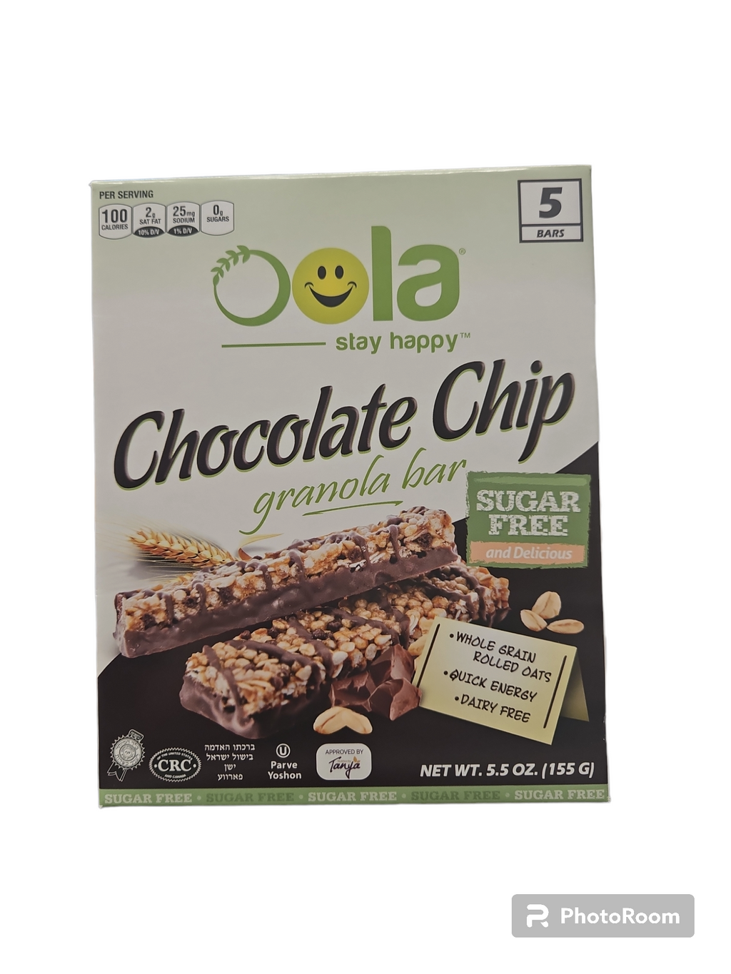 Oola Granola Bar Sugar Free Chocolate Chip 5.5oz