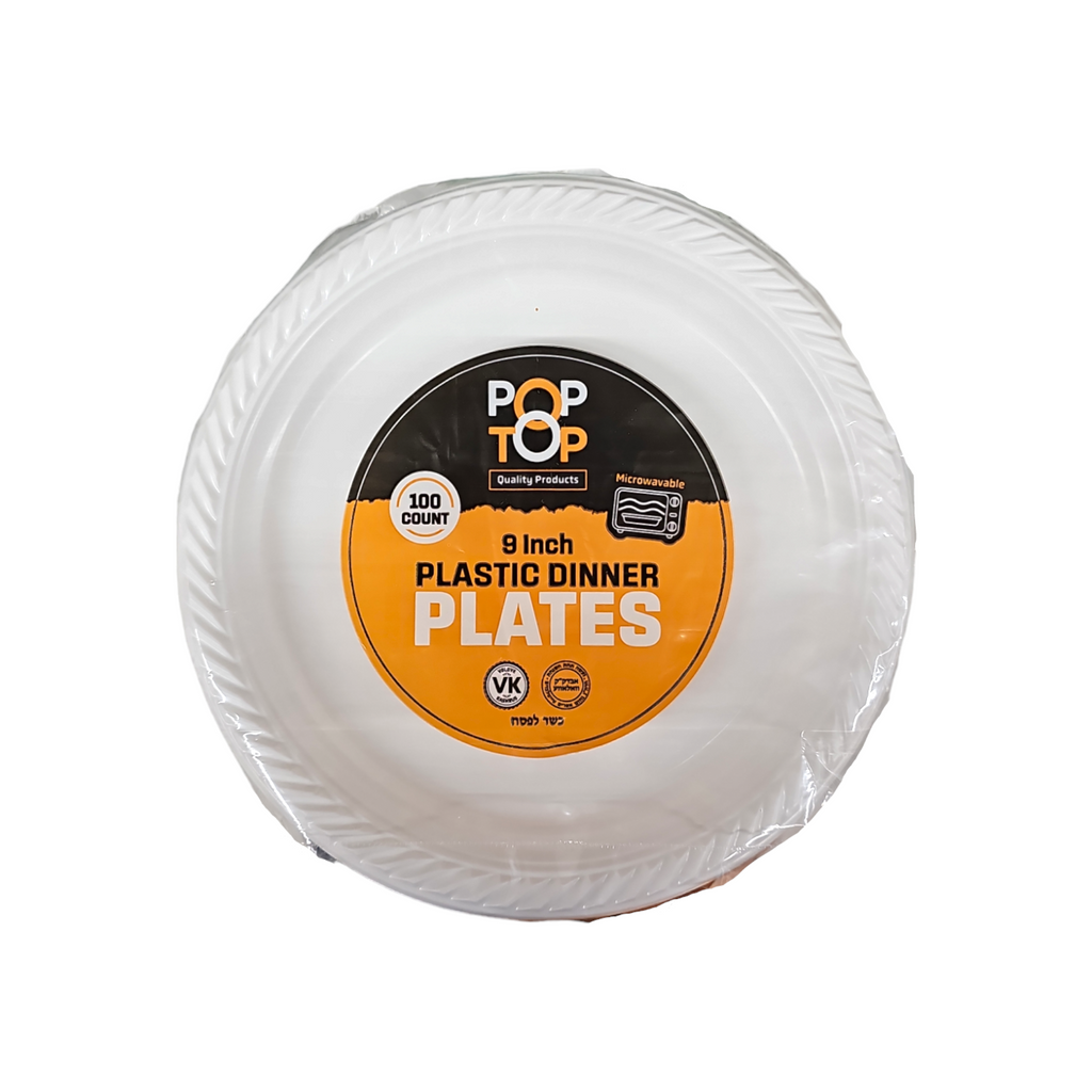 9" White Plastic Plates 100 Pack