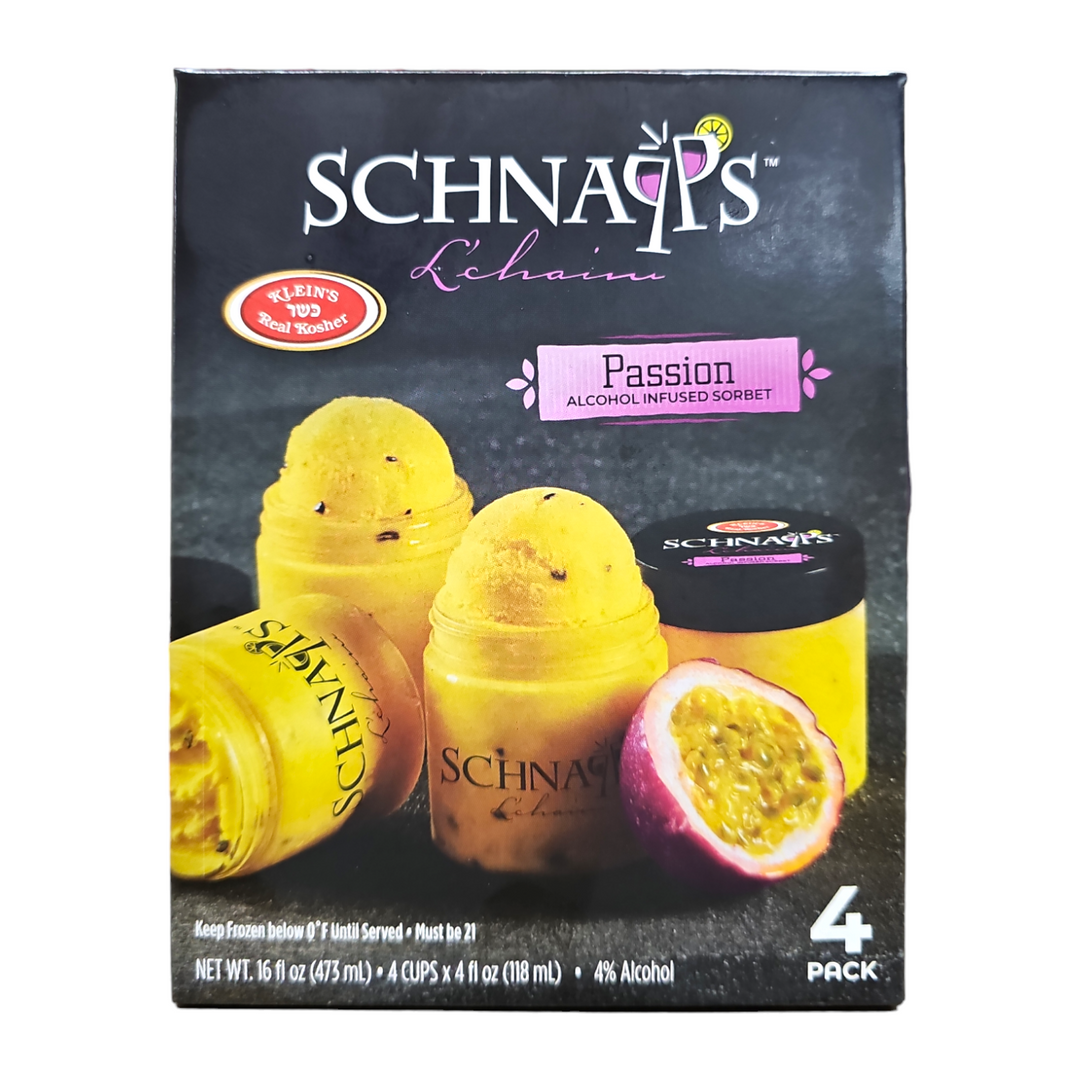 Klein's, Schnapps Passion 4% Alcohol Infused Sorbet 4 x 4 Oz