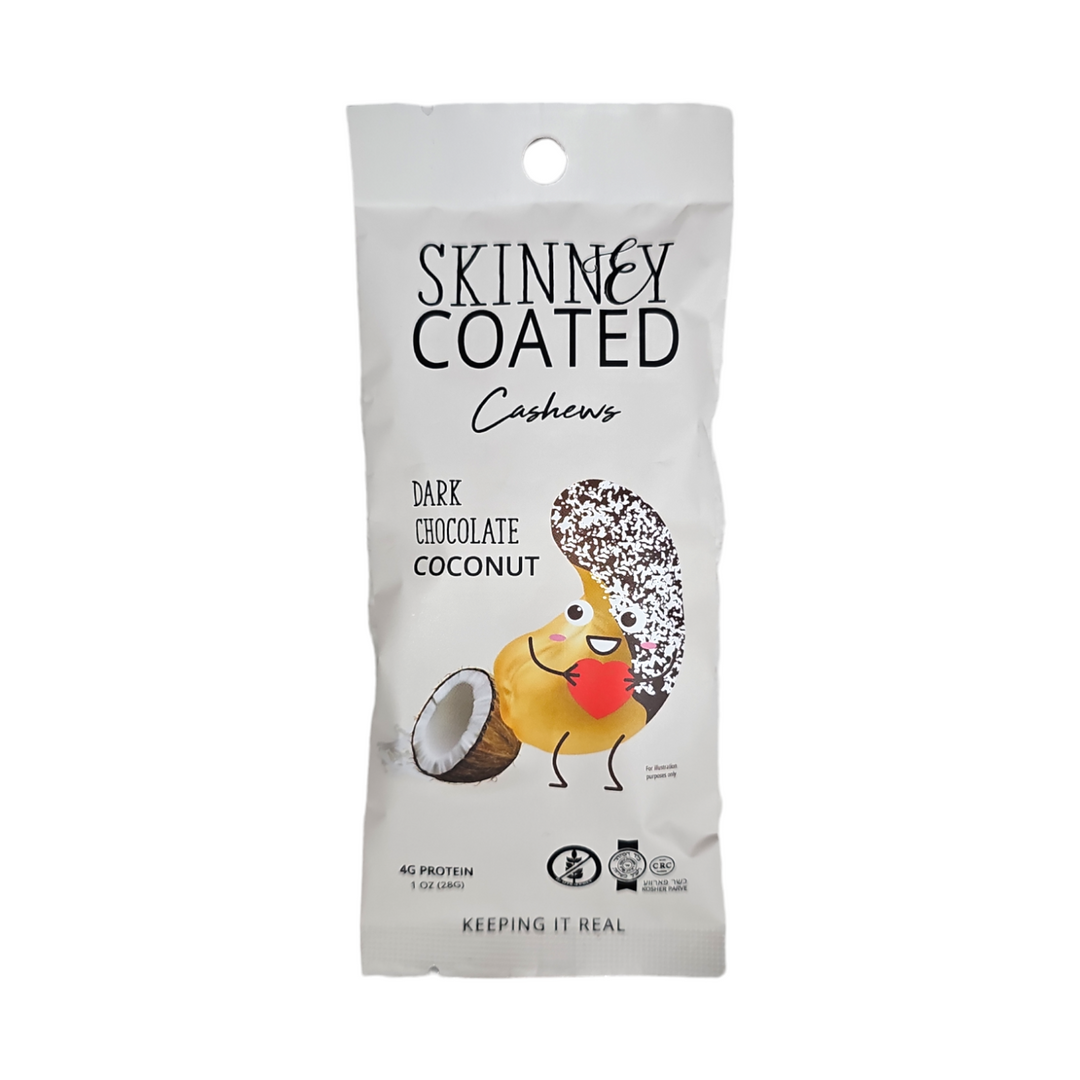 Skinny Coated Cashews, Dark Chocolate Coconut 1 Oz