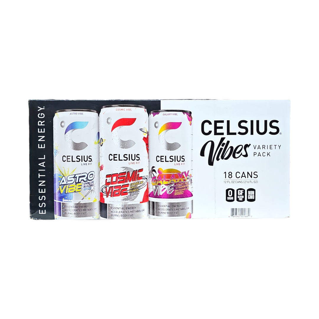 Celsius, Space Variety Pack Astro, Cosmic, Galaxy Vibes 18 Cans