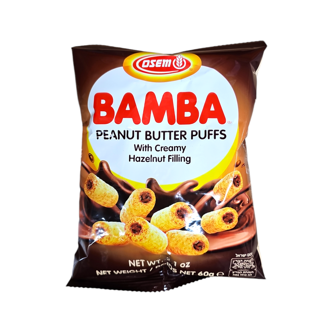 Osem, Bamba Peanut Butter Puffs With Creamy Hazelnut Filling 2.1 Oz