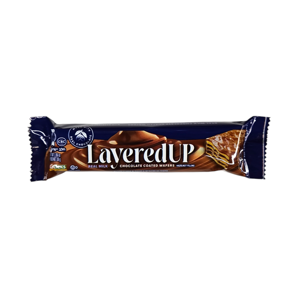 Glicks, LayeredUP Real Milk Chocolate Coated Wafers Hazelnut Filling 1.06 Oz