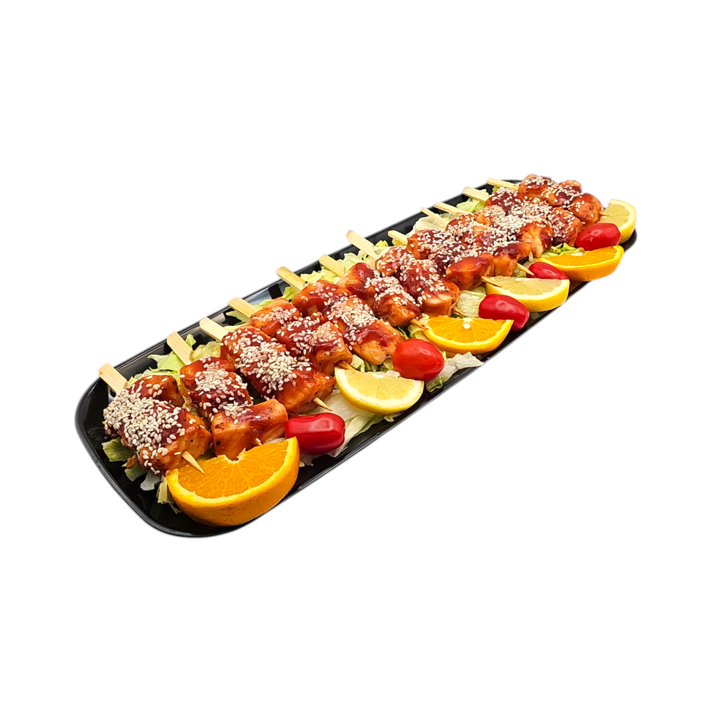 Teriyaki Salmon Skewers Platter with Citrus Garnish (12 CT) 587