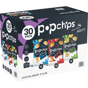 Popchips Potato Chips, Variety Pack, 0.8 oz, 30 ct