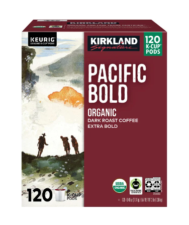 Kirkland Signature Organic Pacific Bold Coffee, Dark, Keurig K-Cup Pods, 120 ct