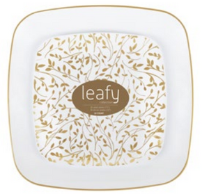 Leaf Square Organic Combo Plates 7.25″ & 10″ Gold/White (32 Count)