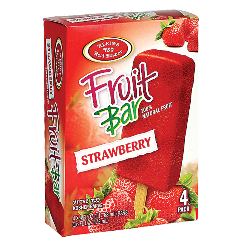 Klein's Ice Cream, Fruit Bar Strawberry 4 x 4 Oz