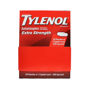 Tylenol, Convenient Take-Along Packs, Acetaminophen 500mg Tablets for Pain & Fever Relief, 100 Coated Caplets