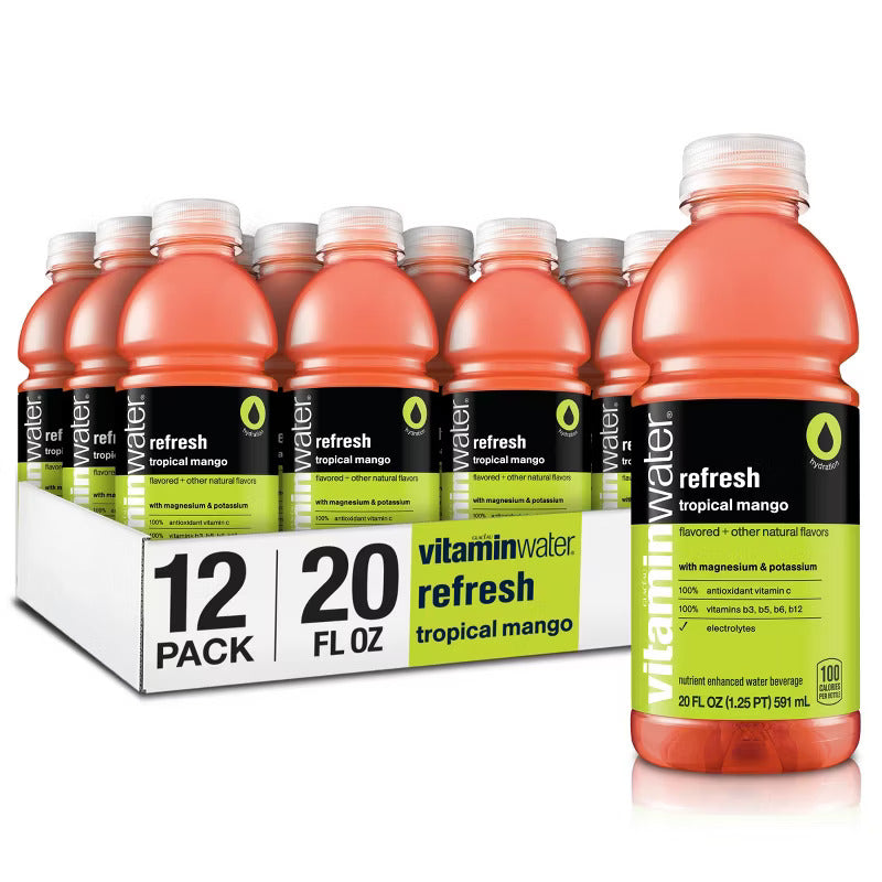 CASE Glacau, Vitamin Water Refresh Tropical Mango 20 Oz 12pk