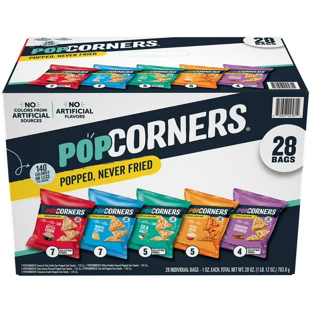 PopCorners Popped-Corn Snack, Variety Pack, 1 oz, 28 ct
