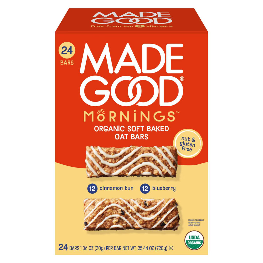 Made Good Mornings Organic Soft Baked Oat Bars Variety Pack, 24 ct