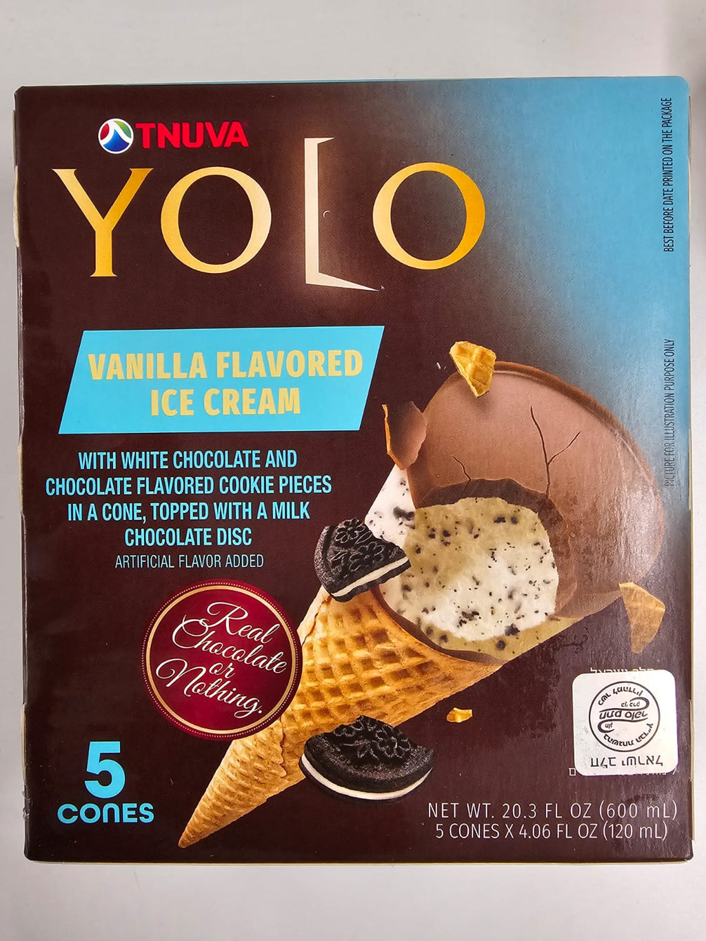 YOLO cones Vanilla W/Cookies 5pk