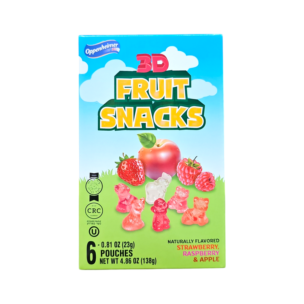 Oppenheimer, 3D Fruit Snacks Strawberry, Raspberry & Apple 6 Pouches