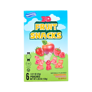 Oppenheimer, 3D Fruit Snacks Strawberry, Raspberry & Apple 6 Pouches