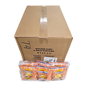 CASE Golden Fluff, 6 Pack Barbecue Flavored Popcorn 3 Oz 12pk