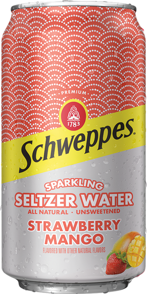 Can, Schweppes Sparkling Seltzer Water Strawberry Mango 12 Oz
