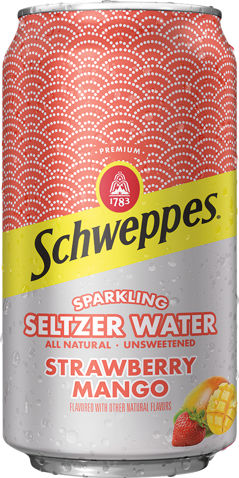 Can, Schweppes Sparkling Seltzer Water Strawberry Mango 12 Oz